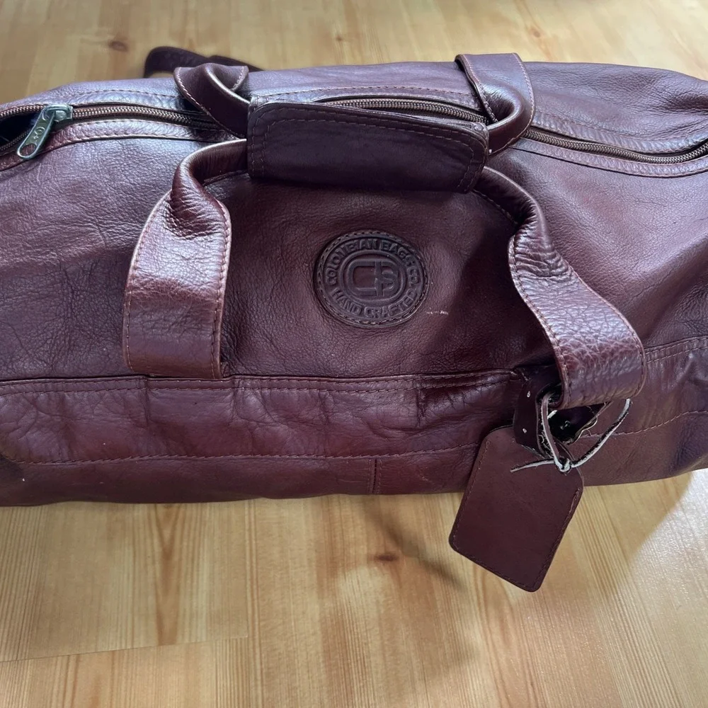 Vintage Brown Leather Duffel Bag Columbian Bags Co Hand Crafted Carry On